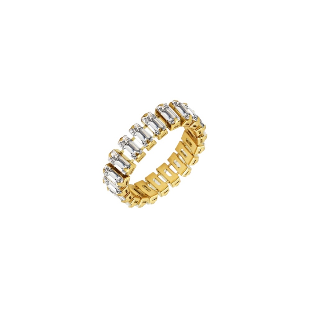 NEW 18K GOLD PLATED CRYSTAL RING